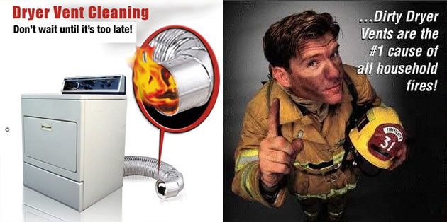 A picture of a dryer next to a picture of a fireman