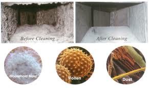 A before and after picture of a room with dust and pollen