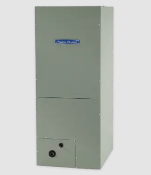 A gray box with a blue label that says heating and cooling
