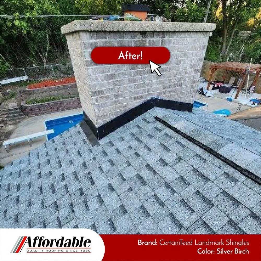 Rooftop view of a chimney with