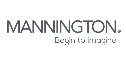 A Mannington logo that says begin to imagine on a white background.