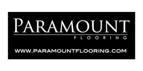 The logo for Paramount flooring is black and white.