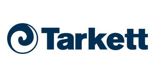 The Tarkett logo is blue and white on a white background.