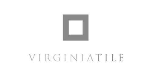A black and white logo for Virginiatile with a square in the middle.