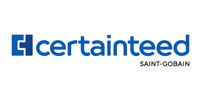 A blue and white logo for a company called certainteed saint gobain.