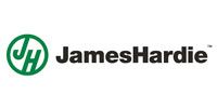 The logo for jameshardie is green and black and has a green circle around it.