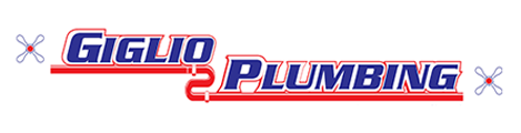 Giglio Plumbing logo in blue and red with crossed tools on a white background