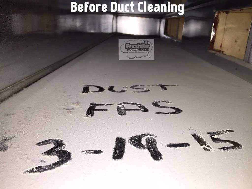 Inside of a dirty air duct with 