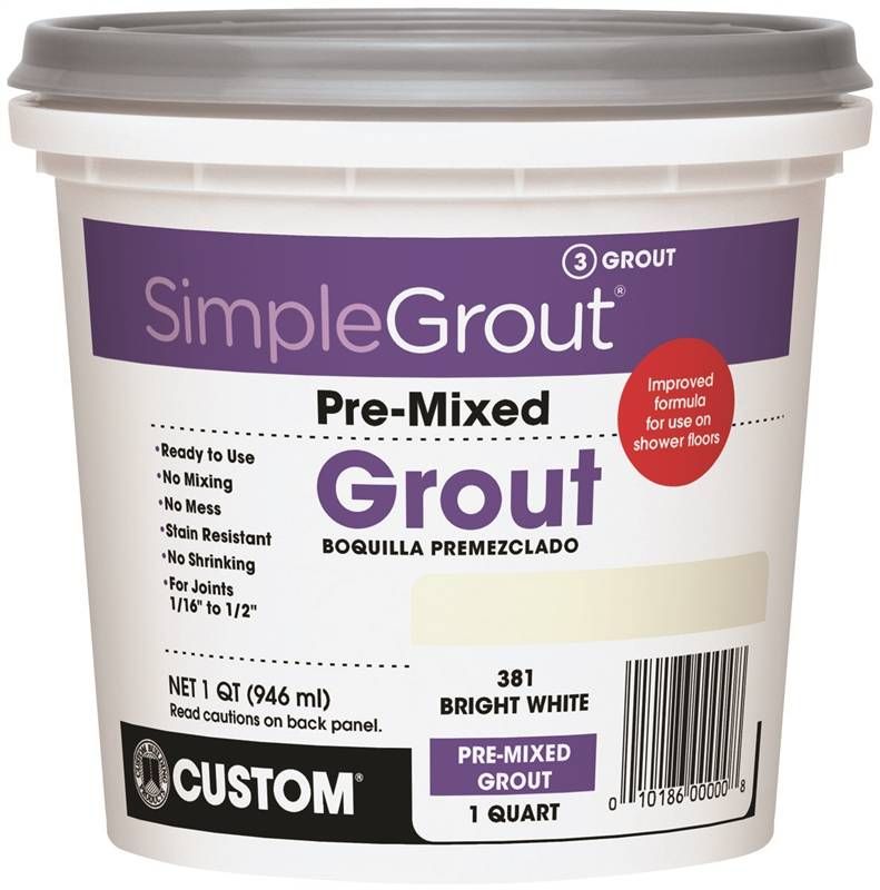 CUSTOM Bright White Tile Grout, 1 qt Pail
