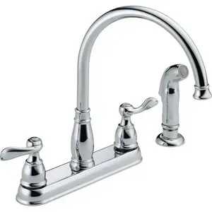 Delta Windemere Kitchen Faucet Two Lever Handle W/ Sprayer Chrome