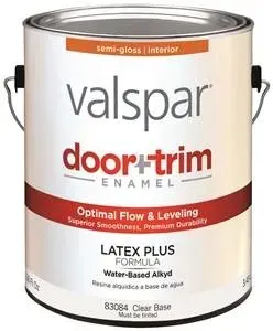 Valspar Door+Trim Latex Enamel Clear Base Latex Plus Door and Trim Enamel, 1 gal Container, 400 sq-ft/gal, Clear Base