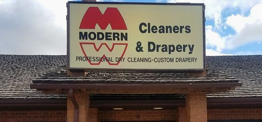 Modern Cleaners & Drapery signboard