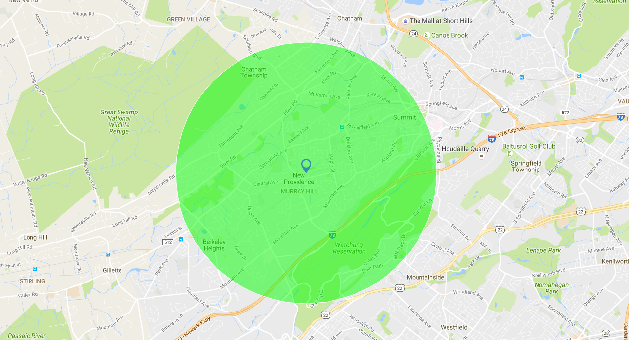 D’Amico Landscaping, Inc. radius map