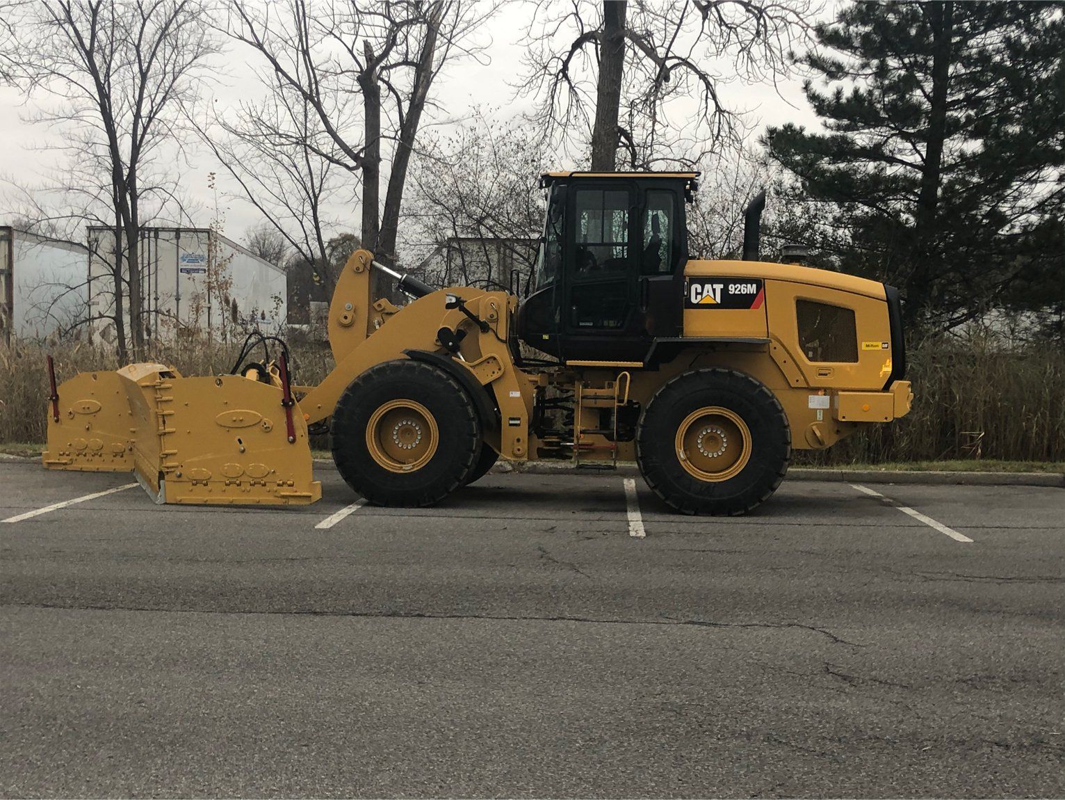 Plow in parking lot