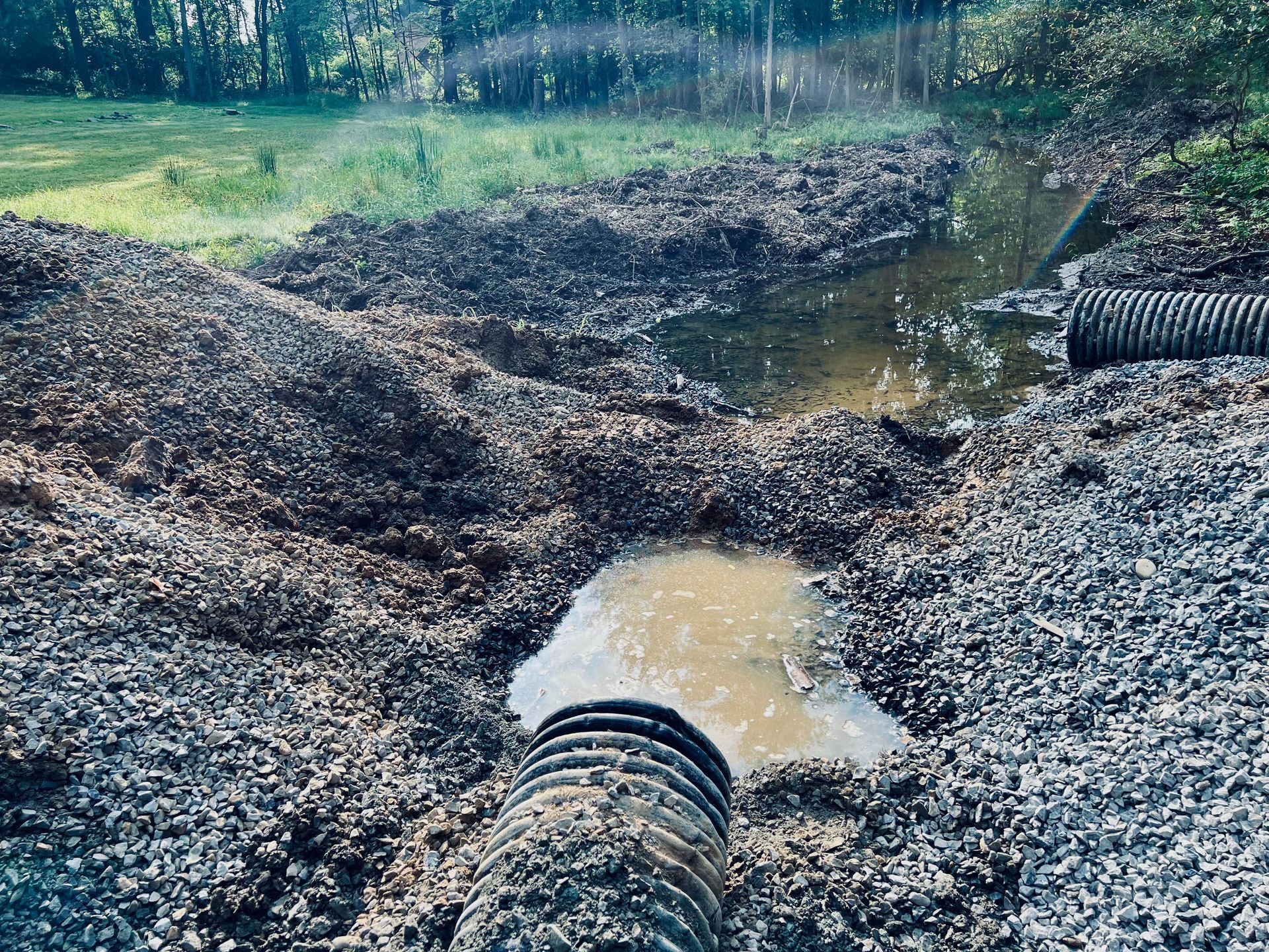 Runoff pipe and trench