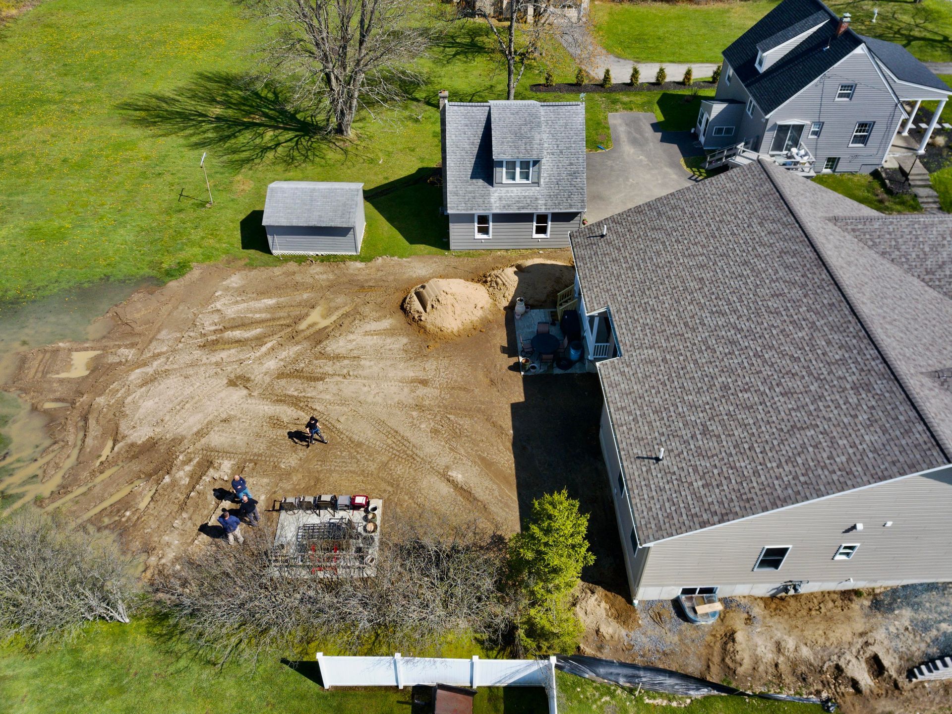 an aerial view of a house on new residential lot