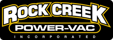 Rock Creek Power-Vac logo in white and yellow on a black background