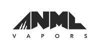 A black and white logo for anml vapors on a white background.