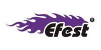 A purple logo with flames and the word efest on a white background.