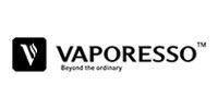 The vaporesso logo is black and white and says beyond the ordinary.