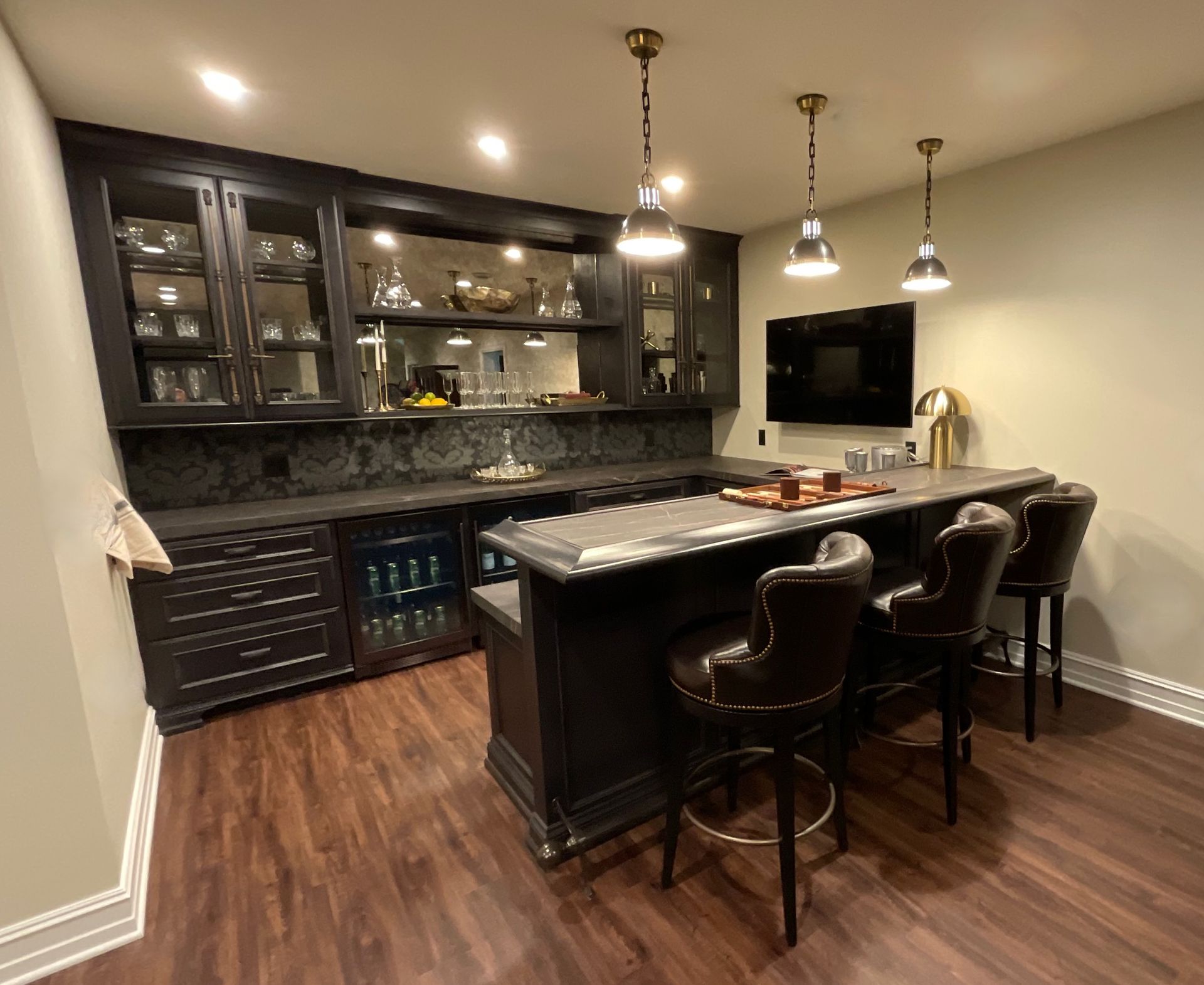 Mequon Bar cabinet and seats