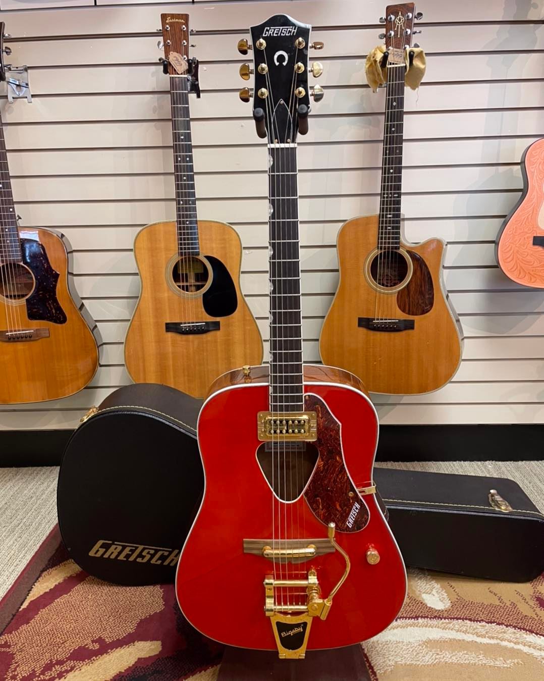 Red acoustic guitar