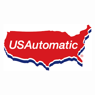 USAutomatic logo over a red USA map with blue outline