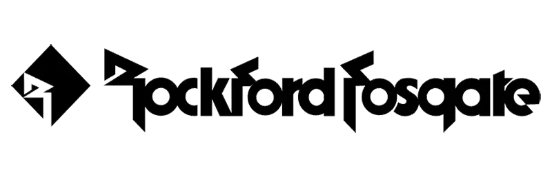 A black and white rockford fosgate logo on a white background.