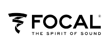 The logo for focal the spirit of sound is black and white.