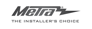 A black and white logo for metra the installer 's choice
