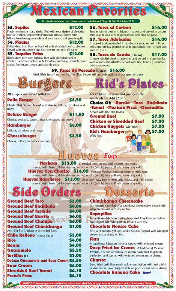 Don Jose Family Mexican Restaurant Full Menu | Decorah, IA