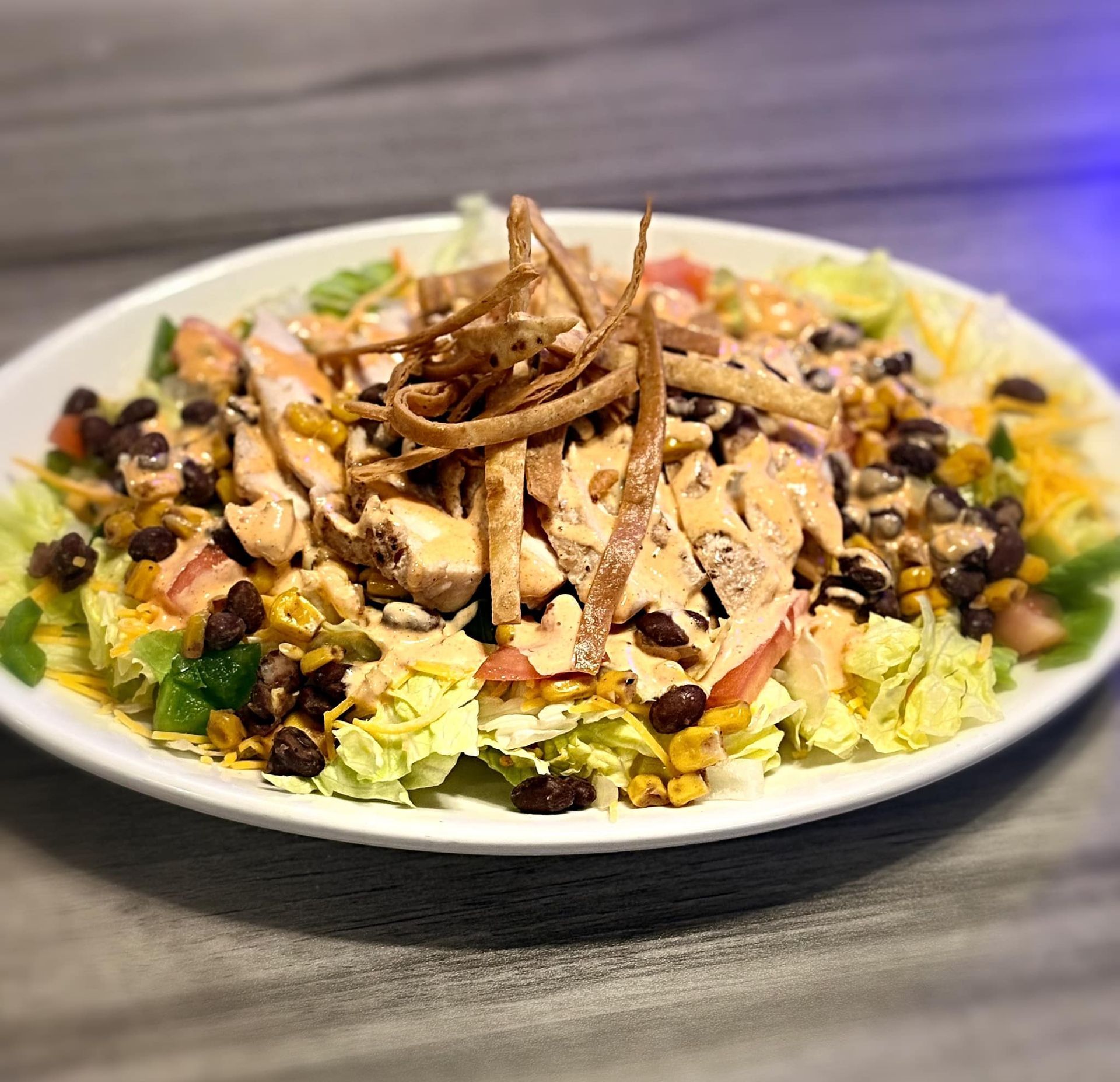 A close up of a plate of food on a table.
