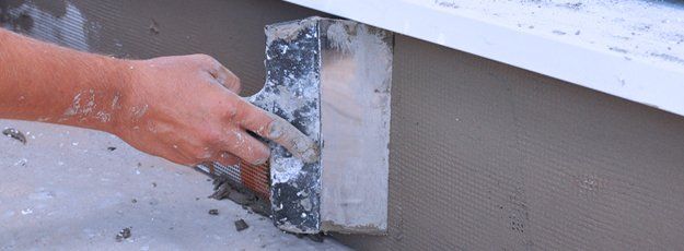 Foundation with stucco