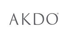 AKDO logo in gray font on a white background.