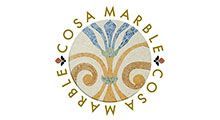 Cosa Marble logo: circular mosaic with floral design, surrounded by text