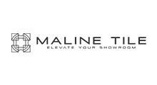 Logo for Maline Tile; text with geometric symbol,