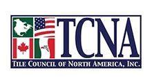 Logo for Tile Council of North America (TCNA) with flags of North America.