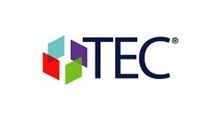 TEC logo with a colorful abstract cube. Dark blue text on a white background.