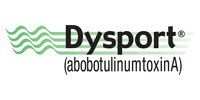 Dysport logo with green wave design and text