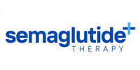 Blue logo reading semaglutide+ with THERAPY written in smaller text underneath.