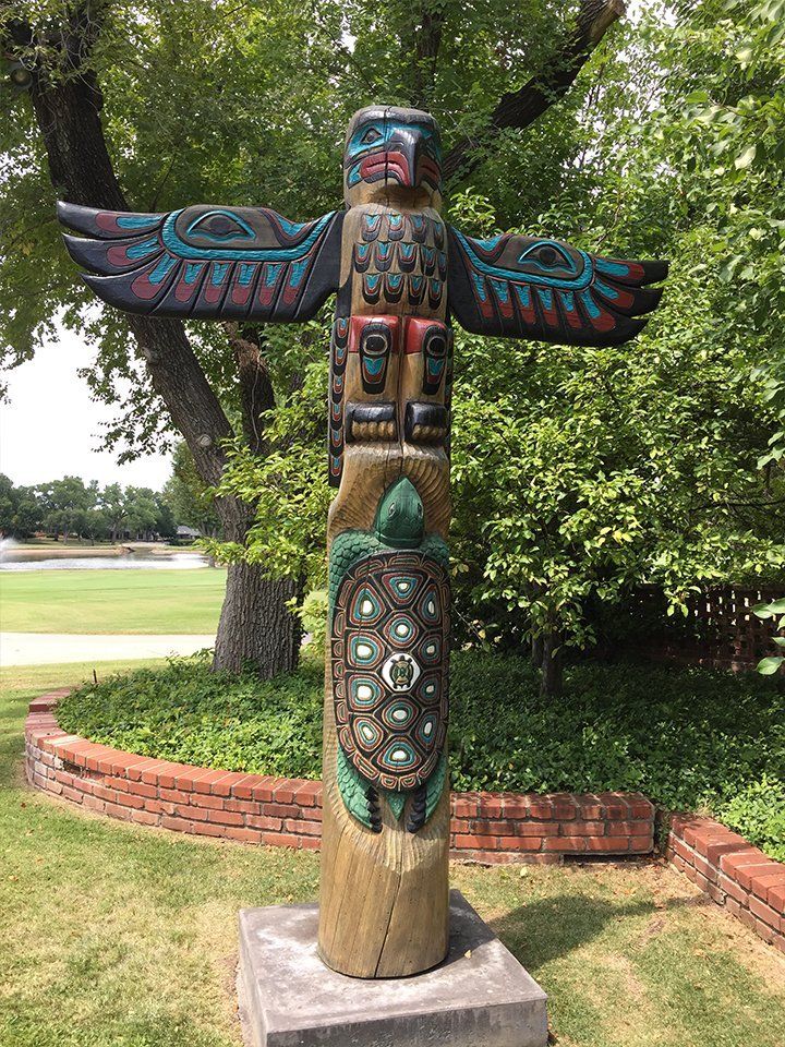 Newly painted wooden statue