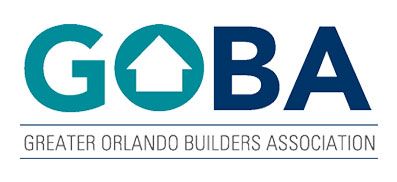 GBA logo in blue and teal with a house icon; Greater Orlando Builders Association text underneath
