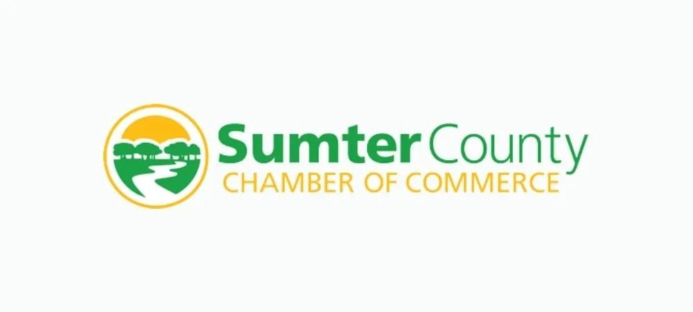 Sumter County Chamber of Commerce logo with green and gold text and circular tree emblem