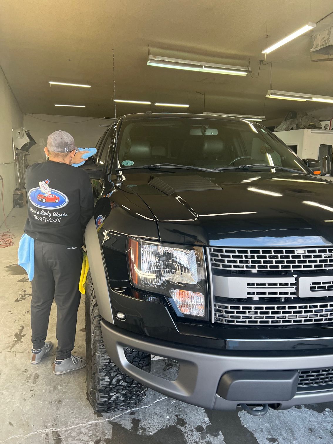 Machinist working on car collision