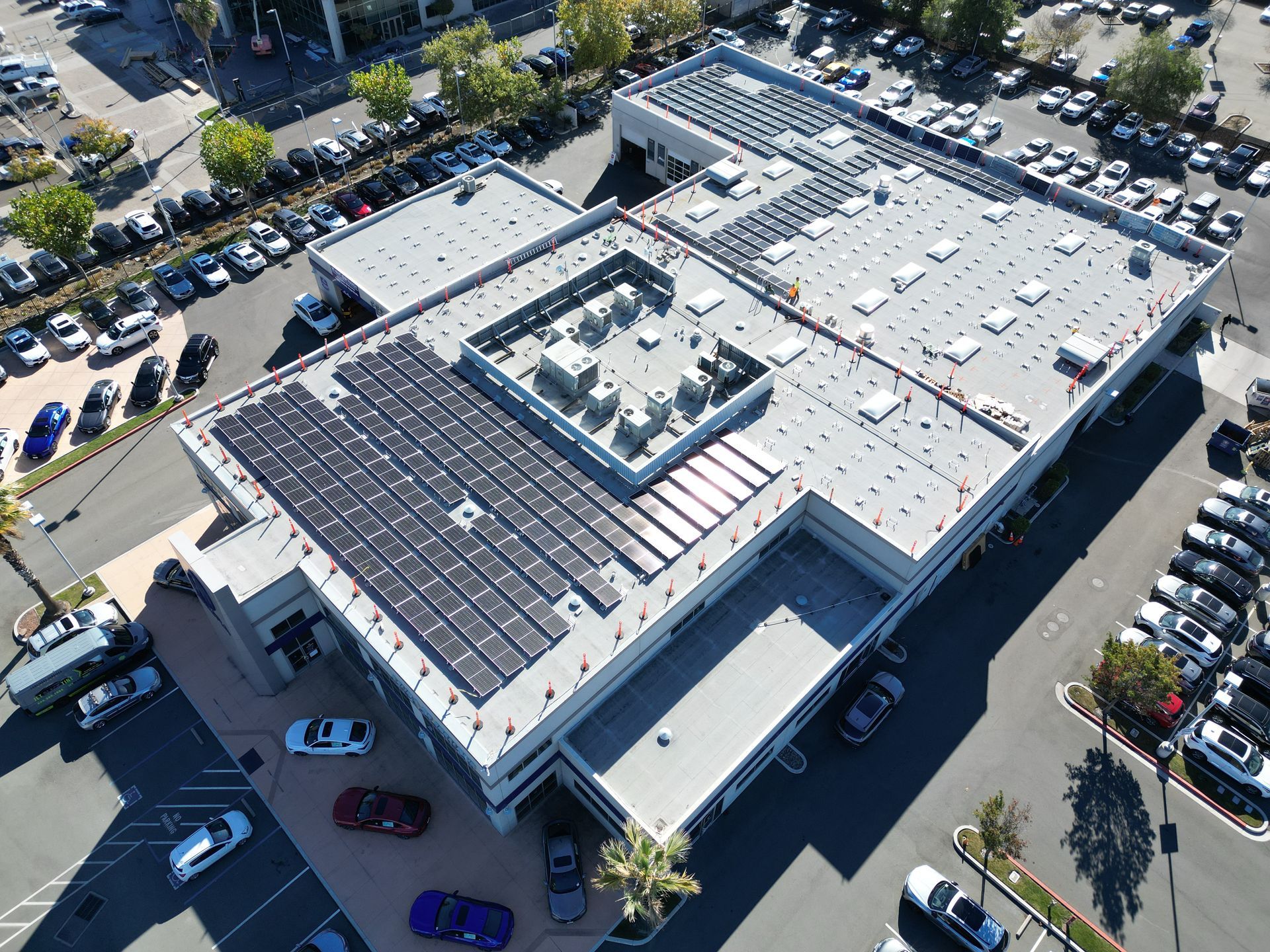 Commercial solar installation on building 
