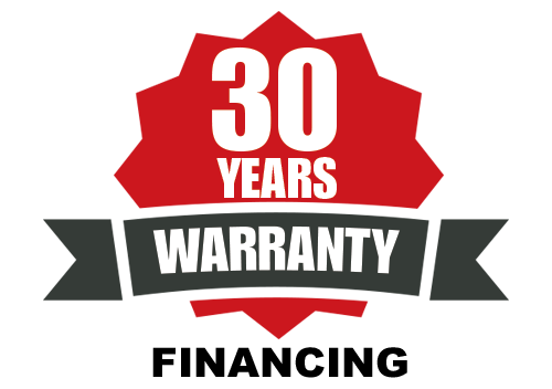 A logo for a 30 year warranty financing