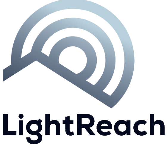 A logo for lightreach with a circle in the middle