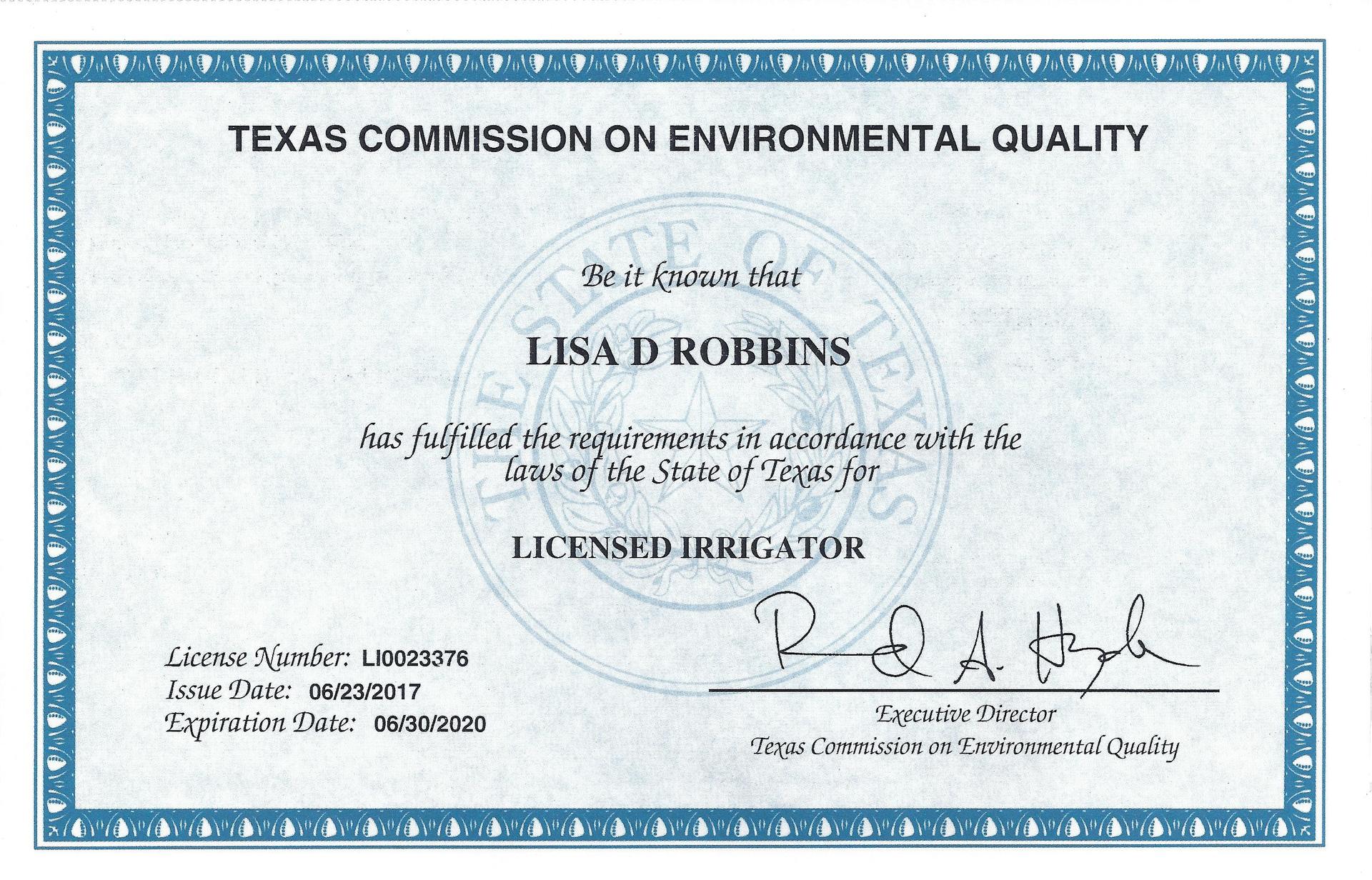 Sprinkler License Texas Irrigation License Magnolia, TX