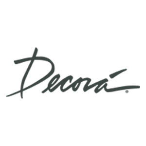 Decora logo in handwritten script, gray on white background.