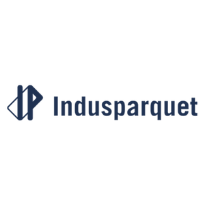 Logo for Indusparquet, featuring a stylized 